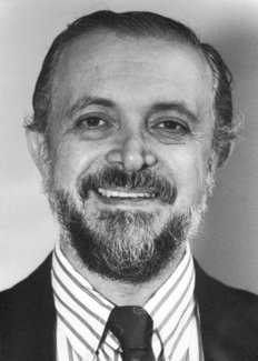 A black-and-white image of Mario Molina